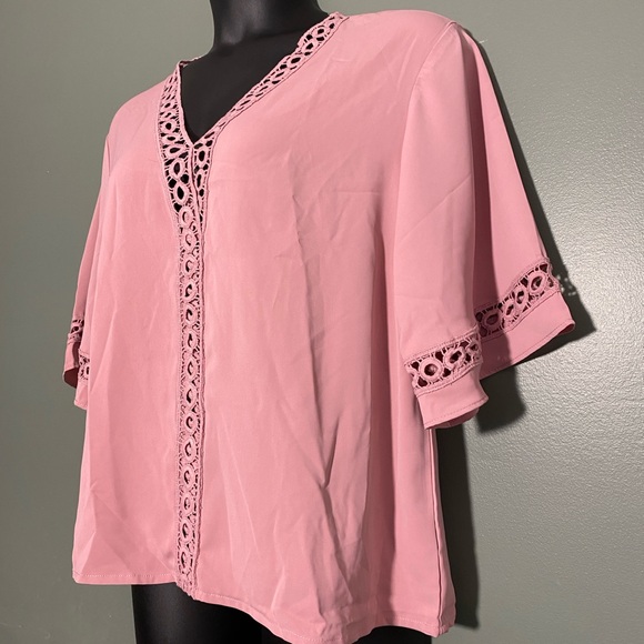 Grlasen Women Fashion 3/4 Bell Sleeve V Neck Top Lace Patchwork Casual Loose L - Picture 4 of 9